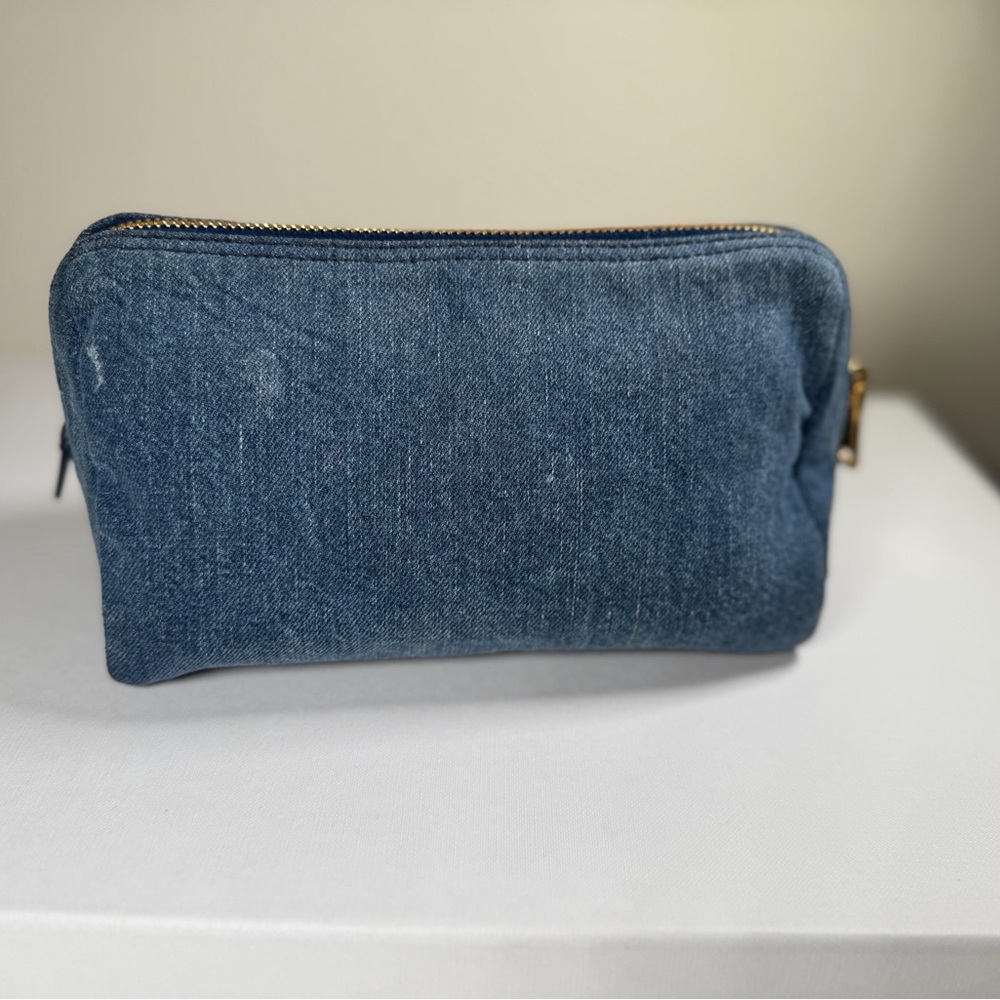Prada Blue Denim Cosmetic Pouch with Gold Hardware - Picture 4 of 16